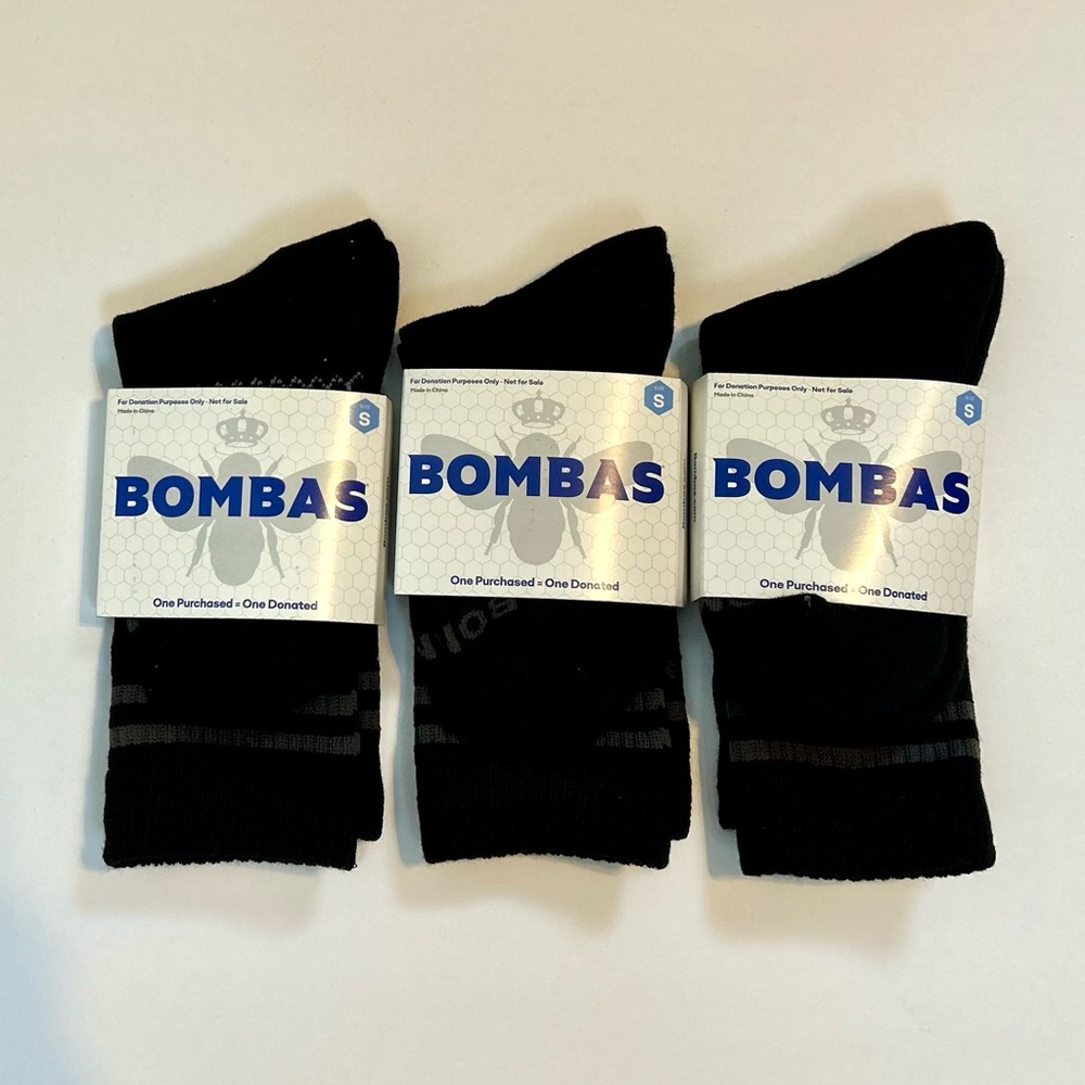 NWT Bombas Bundle of Black Unisex Cushioned Antimicrobial Calf Socks / small